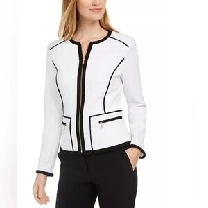 Calvin Klein White Blazer with Black Trim